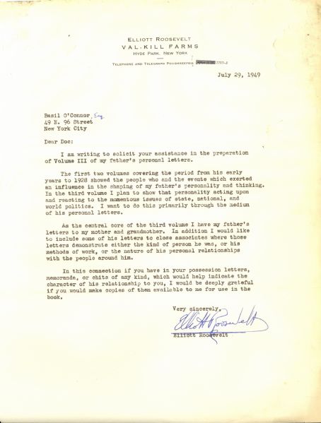 Elliot Roosevelt TLS (Franklin D. Roosevelt)