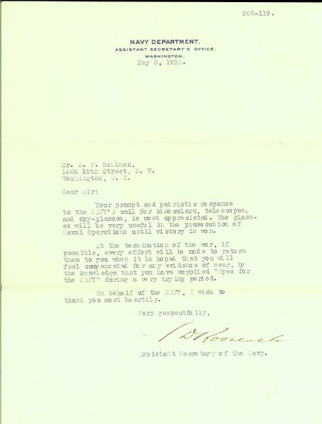 Franklin D. Roosevelt "Eyes Of Navy"