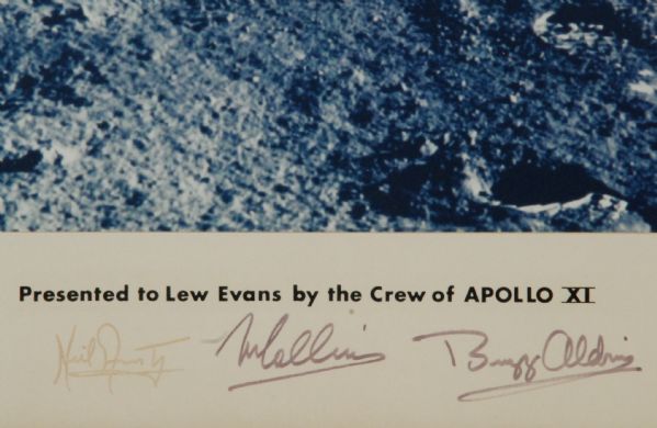 Oversized APOLLO XI COLOR LUNAR PHOTO Presented to CEO of Grumman Lew Evans