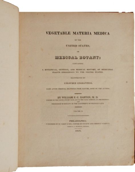  Vegetable Materia Medica of the United States 1817 Inscribed to Commodore Bainbridge