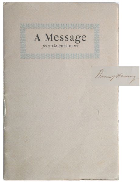 Warren G. Harding Signed Second Annual Message to Congress 12/8/1922