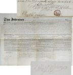 Henry Deringer Jr. Gun Maker Twice Signed Indenture