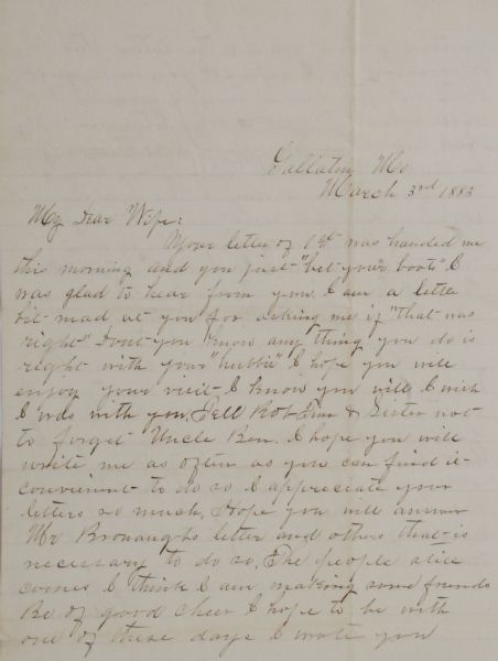 Frank James letter from Prison