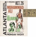 1970 Ali vs. Quarry Rare Golden Ticket & Fight Program