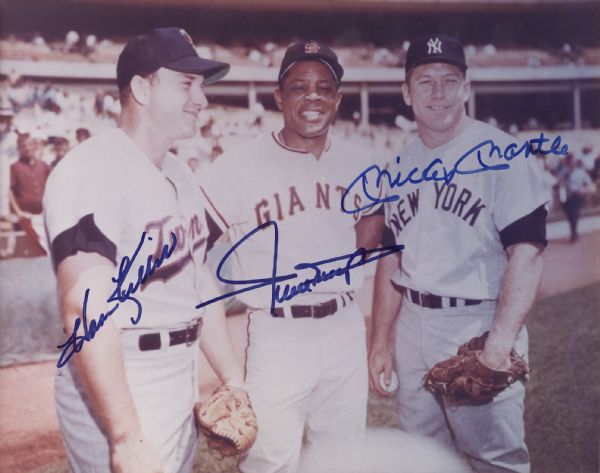Micky Mantle, Willie Mays and Harmon Killebrew signed 8x10 photograph
