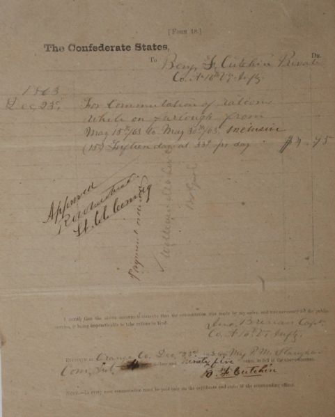 CSA Form #18 Signed by William Mahone, Confederate Bridg. General
