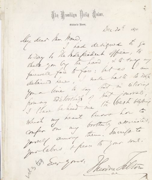The Beecher/Tilton scandal Letter and original Poem