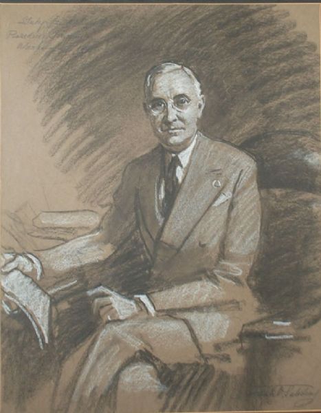 Important Original Truman Portrait, Obama Selected