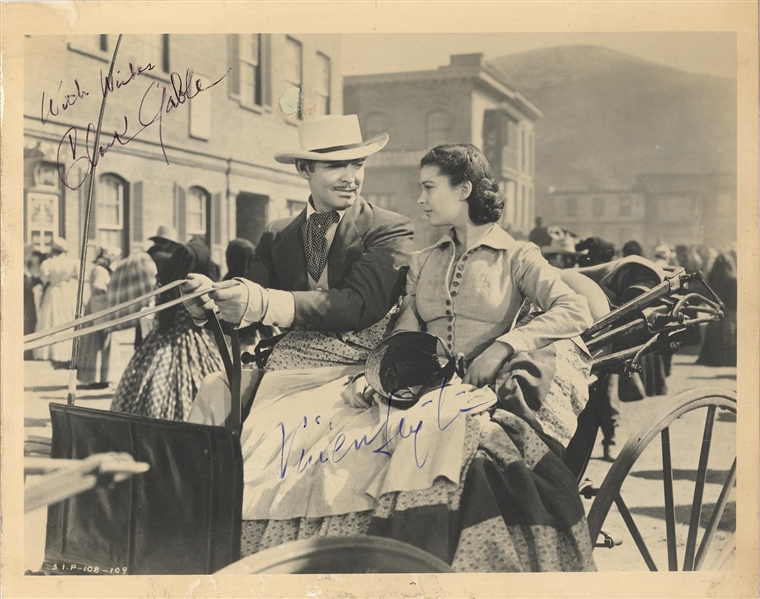 Gone with the Wind Scene Signed by BOTH Gable and Leigh. 