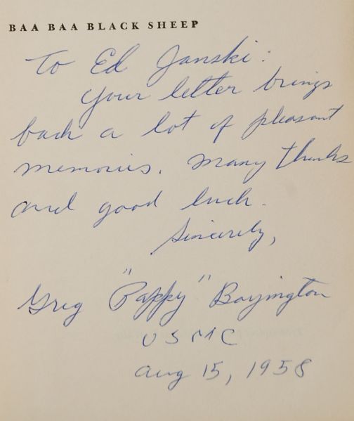 Pappy Boyington,Signed Baa Baa Black Sheep