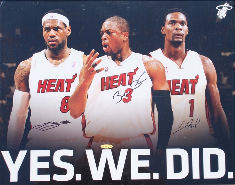 Lebron James, Dwayne Wade and Chris Bosh Signed poster