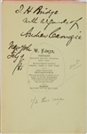 Rare Early Andrew Carnegie signed photo