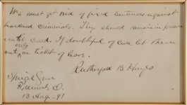 Rutherford B. Hayes AQS about Criminals and Jail