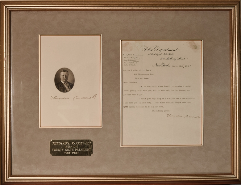 Rare Theodore Roosevelt as NY Police Commissioner and problems with the Republican Platt Machine.