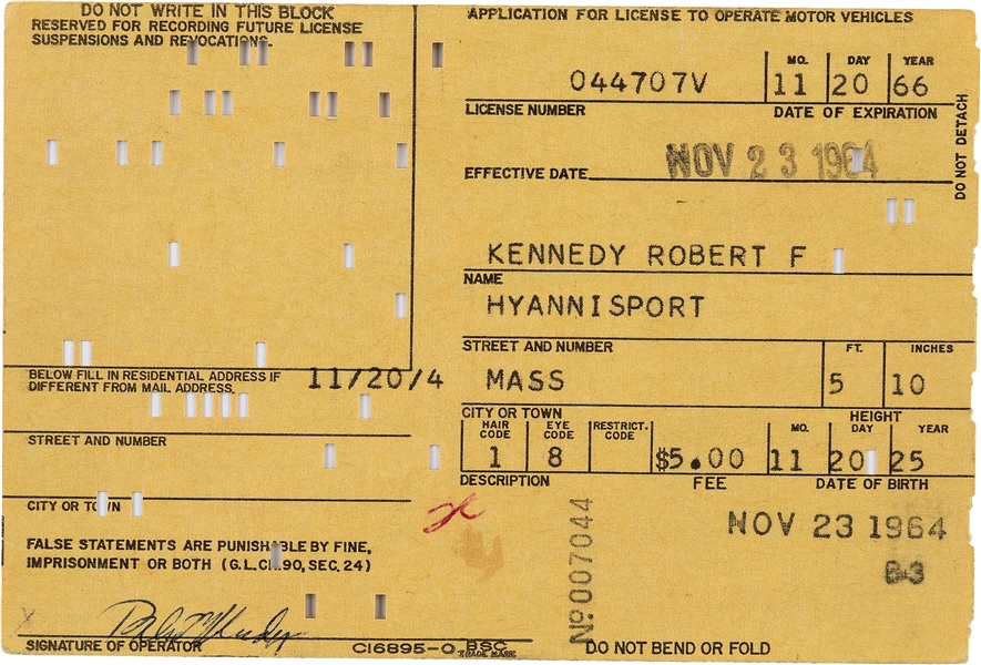 Robert Kennedy (Driver License Application)