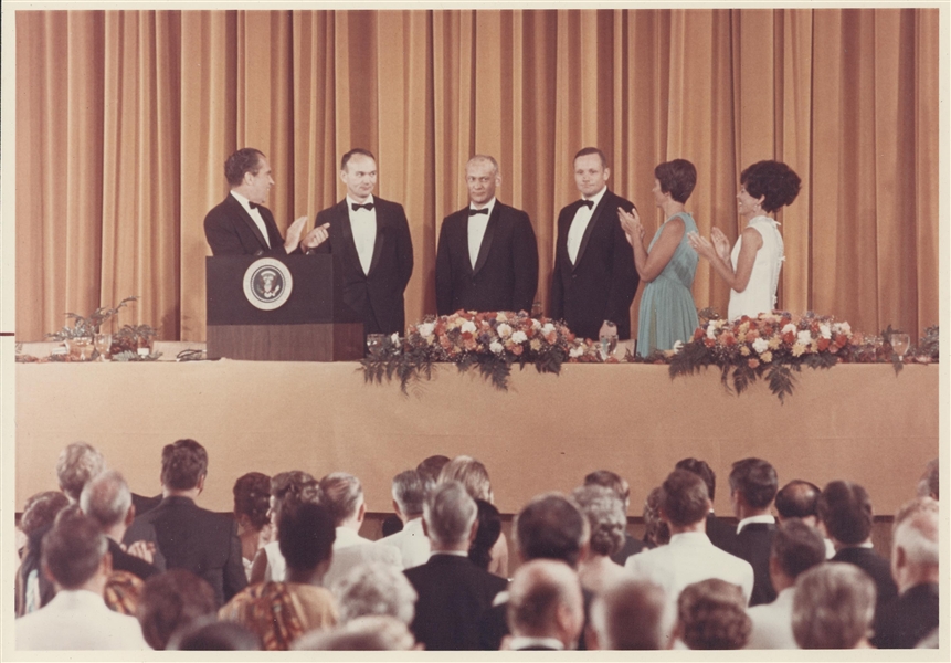 Nixon Administration- Working Guest List, Menu, Seating chart and photograph for Apollo 11 dinner