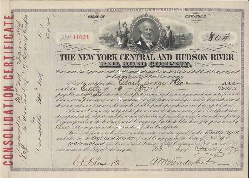 William H. Vanderbilt Signed stock