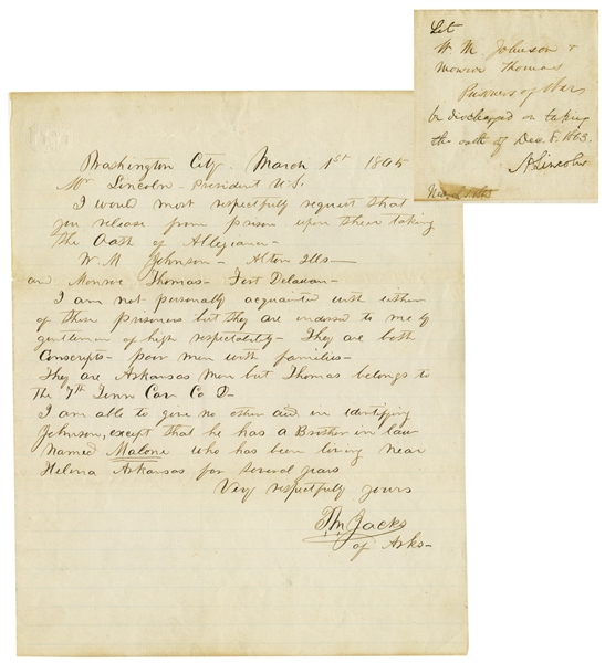 Abraham Lincoln- Releases Confederate Prisoners
