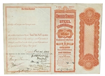 Andrew Carnegie Extremely Rare Signed Steel Bond Archive