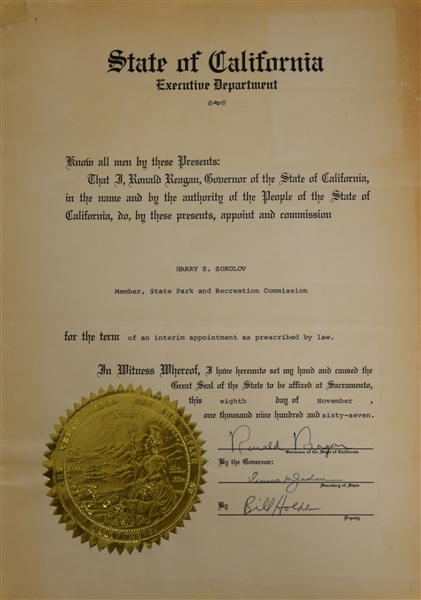 Ronald Reagan Appointment as Governor