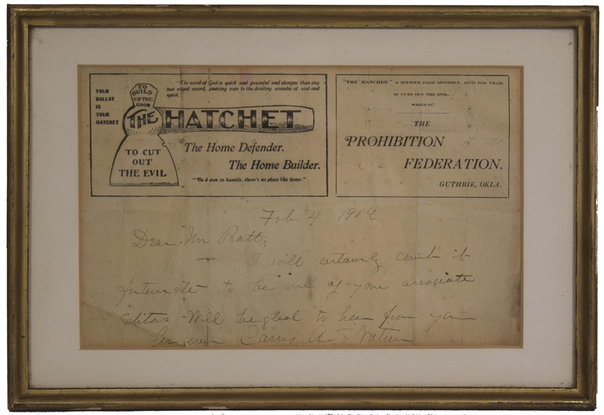 Carrie A. Nation ALS on Hatchet Stationairy