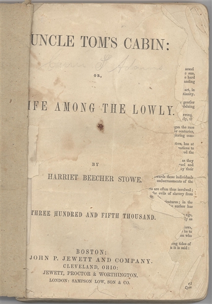 Uncle Toms Cabin; or, Life Among the Lowly