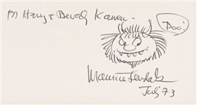 Maurice Sendak Original Drawing on Scarce Print of Wild Things!