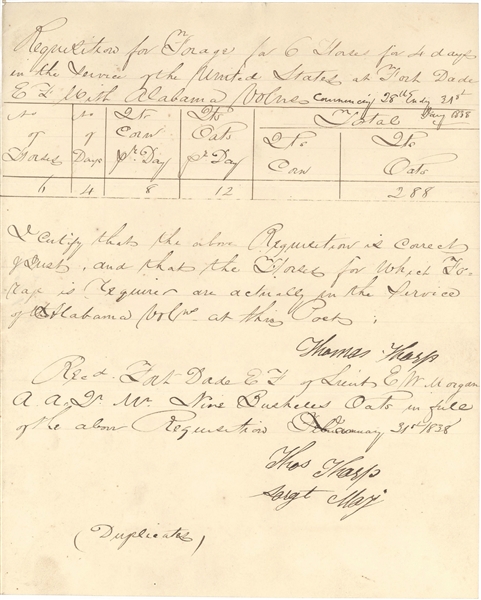 Rare Ft Dade Florida 1838 Seminole Indian War