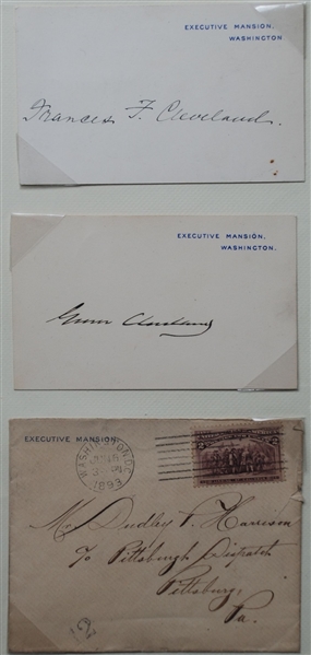 Grover Cleveland & Francis signed Executive Mansion Cards