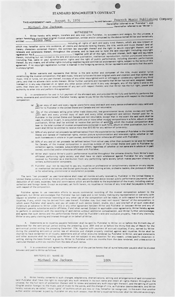 Michael Jackson (Rare Signed Songwriter Contract 1976)