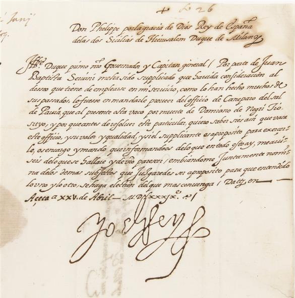 Philip II, King of Spain Signed  Letter