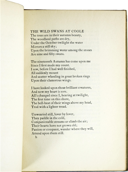 Rare William Butler Yeats Signed The Wild Swans at Coole