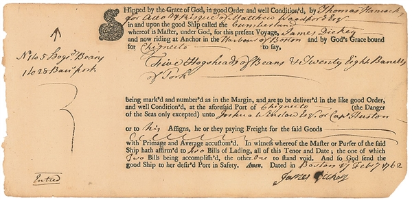 John Hancock - Scarce Hand Annotated 1762 Autographed Document