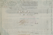 $10,000 RAILWAY BOND OF 1882 JERSEY SHORE, PINE CREEK & BUFFALO RWY SIGNED BY THREE IMPORTANT VANDERBILTS