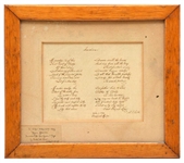 Samuel Francis Smith  Original Handwritten  "America"