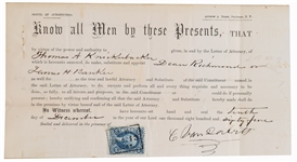 1865 Cornelius Vanderbilt - Commodore signed RAILROAD Proxy signature