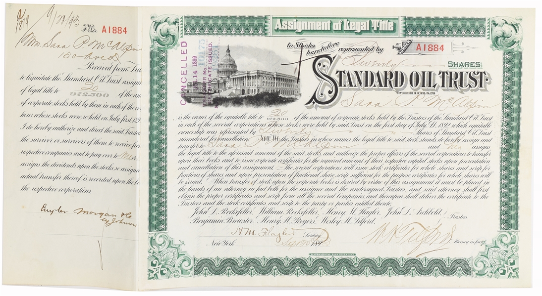 Henry Flagler Signed Stock
