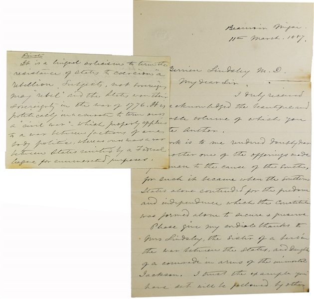 Davis Letters Lot Detail - Incredible Jefferson Davis Letters