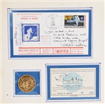 Apollo 12 Collection with piece of Apollo 12 Kapton foil signed by Gordon, Official Launch Card signed by Bean and commemorative envelope signed by Conrad.