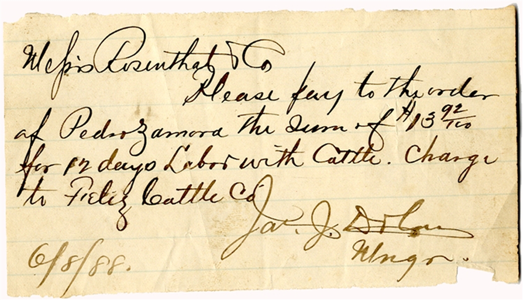 (Billy The Kid) James Dolan Signed Document
