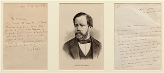 Rare Louis Pasteur ALS , Thanking Artist for Illustration of Russians Cured From Rabies 1886