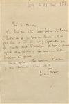 Rare Louis Pasteur ALS , Thanking Artist for Illustration of Russians Cured From Rabies 1886