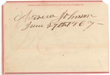Andrew Johnson Signed Page As President