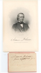 Andrew Johnson Signed Page As President