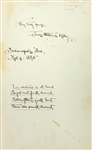James Whitcomb Riley Handwritten Poem Signed