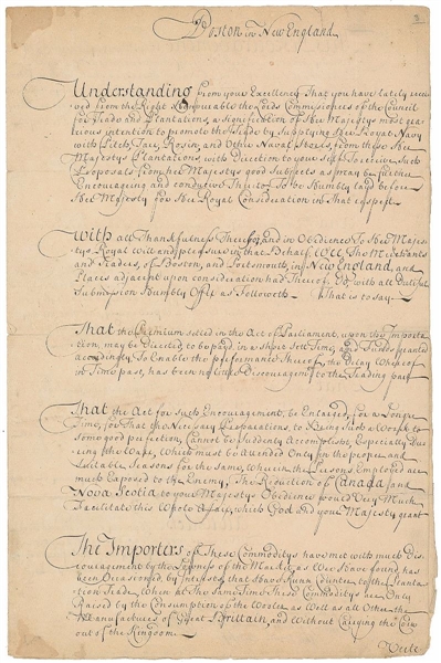 Joseph Dudley the Royal Governor of Boston asks for protection from the enemy By Queen Anne