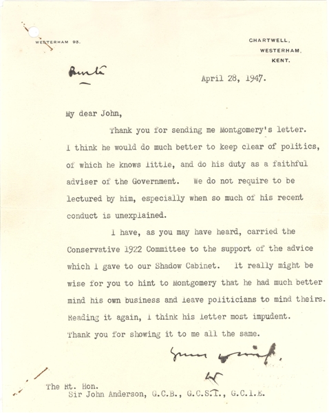 CHURCHILL & MONTGOMERY: Fantastic Correspondence!