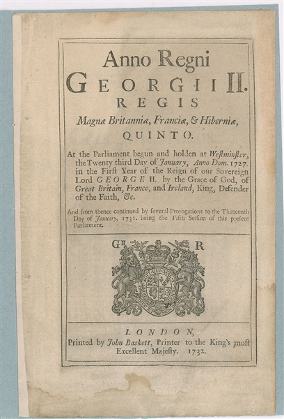 Pre Revolutionary Boston Law/King George ll