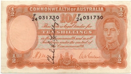 Charles Lindbergh Signed 10 Shilling Australian Note