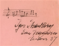 Igor Stavinky Handwritten Music from Petrushka,